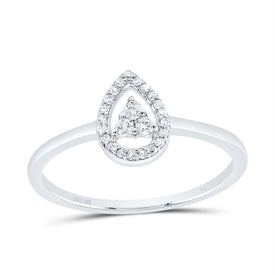 10K White Gold Diamond Pear Ring 1/10 Cttw - Splendid Jewellery