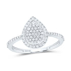 10K White Gold Diamond Pear Ring 1/3 Cttw - Splendid Jewellery
