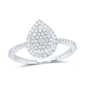 10K White Gold Diamond Pear Ring 1/3 Cttw - Splendid Jewellery