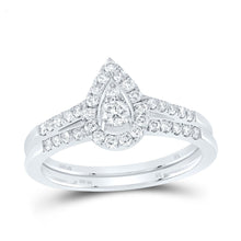 Load image into Gallery viewer, 10K White Gold Diamond Pear Single Halo Bridal Set 1/2 Cttw - Splendid Jewellery