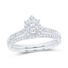 10K White Gold Diamond Pear Single Halo Bridal Set 1/3 Cttw - Splendid Jewellery