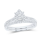 10K White Gold Diamond Pear Single Halo Bridal Set 1/3 Cttw - Splendid Jewellery