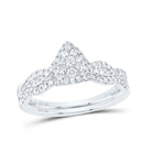10K White Gold Diamond Pear Single Halo Bridal Set 3/8 Cttw - Splendid Jewellery