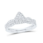 10K White Gold Diamond Pear Single Halo Bridal Set 3/8 Cttw - Splendid Jewellery