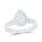 10K White Gold Diamond Pear Single Halo Bridal Set 3/8 Cttw - Splendid Jewellery