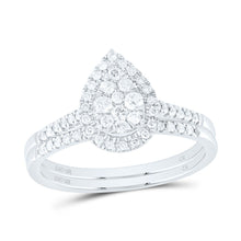 Load image into Gallery viewer, 10K White Gold Diamond Pear Single Halo Bridal Set 3/8 Cttw - Splendid Jewellery