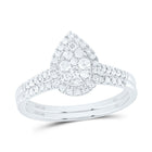 10K White Gold Diamond Pear Single Halo Bridal Set 3/8 Cttw - Splendid Jewellery