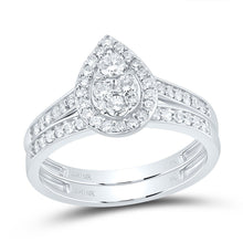 Load image into Gallery viewer, 10K White Gold Diamond Pear Trio Ring Set 1 Cttw - Splendid Jewellery