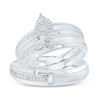 10K White Gold Diamond Pear Trio Ring Set 1/4 Cttw - Splendid Jewellery