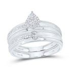 10K White Gold Diamond Pear Trio Ring Set 1/4 Cttw - Splendid Jewellery