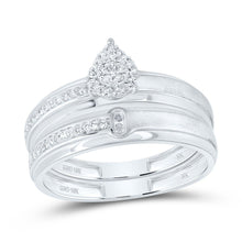 Load image into Gallery viewer, 10K White Gold Diamond Pear Trio Ring Set 1/4 Cttw - Splendid Jewellery