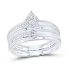 10K White Gold Diamond Pear Trio Ring Set 1/4 Cttw - Splendid Jewellery