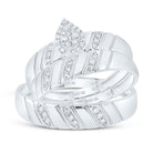 10K White Gold Diamond Pear Trio Ring Set 1/5 Cttw - Splendid Jewellery