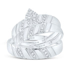 10K White Gold Diamond Pear Trio Ring Set 1/5 Cttw - Splendid Jewellery