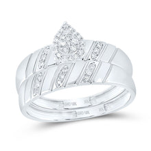 Load image into Gallery viewer, 10K White Gold Diamond Pear Trio Ring Set 1/5 Cttw - Splendid Jewellery