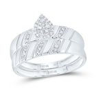 10K White Gold Diamond Pear Trio Ring Set 1/5 Cttw - Splendid Jewellery