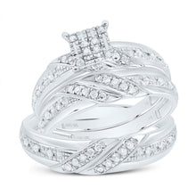Load image into Gallery viewer, 10K White Gold Diamond Square Trio Ring Set 1/3 Cttw - Splendid Jewellery