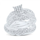 10K White Gold Diamond Square Trio Ring Set 1/3 Cttw - Splendid Jewellery