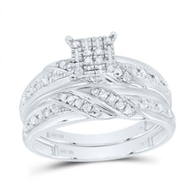 Load image into Gallery viewer, 10K White Gold Diamond Square Trio Ring Set 1/3 Cttw - Splendid Jewellery