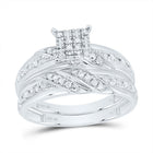 10K White Gold Diamond Square Trio Ring Set 1/3 Cttw - Splendid Jewellery