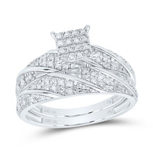 Load image into Gallery viewer, 10K White Gold Diamond Square Trio Ring Set 1/4 Cttw - Splendid Jewellery