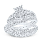 10K White Gold Diamond Square Trio Ring Set 1/4 Cttw - Splendid Jewellery