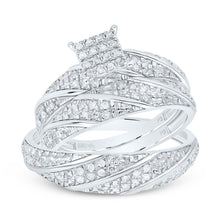 Load image into Gallery viewer, 10K White Gold Diamond Square Trio Ring Set 1/4 Cttw - Splendid Jewellery