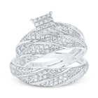 10K White Gold Diamond Square Trio Ring Set 1/4 Cttw - Splendid Jewellery