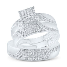 Load image into Gallery viewer, 10K White Gold Diamond Square Trio Ring Set 3/4 Cttw - Splendid Jewellery