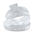 10K White Gold Diamond Square Trio Ring Set 3/4 Cttw - Splendid Jewellery