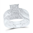 10K White Gold Diamond Square Trio Ring Set 3/4 Cttw - Splendid Jewellery