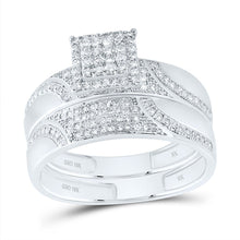 Load image into Gallery viewer, 10K White Gold Diamond Square Trio Ring Set 3/4 Cttw - Splendid Jewellery