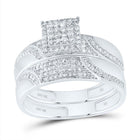 10K White Gold Diamond Square Trio Ring Set 3/4 Cttw - Splendid Jewellery