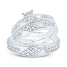10K White Gold Diamond Square Trio Ring Set 3/8 Cttw - Splendid Jewellery