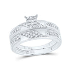 10K White Gold Diamond Square Trio Ring Set 3/8 Cttw - Splendid Jewellery