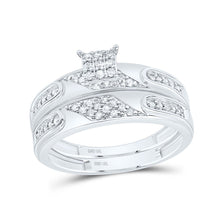 Load image into Gallery viewer, 10K White Gold Diamond Square Trio Ring Set 3/8 Cttw - Splendid Jewellery