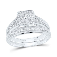 Load image into Gallery viewer, 10K White Gold Diamond Square Trio Ring Set 7/8 Cttw - Splendid Jewellery