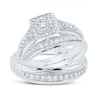 10K White Gold Diamond Square Trio Ring Set 7/8 Cttw - Splendid Jewellery