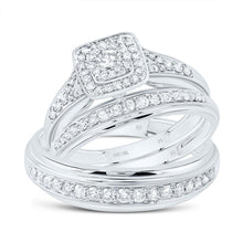 Load image into Gallery viewer, 10K White Gold Diamond Square Trio Ring Set 7/8 Cttw - Splendid Jewellery