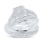 10K White Gold Diamond Square Trio Ring Set 7/8 Cttw - Splendid Jewellery