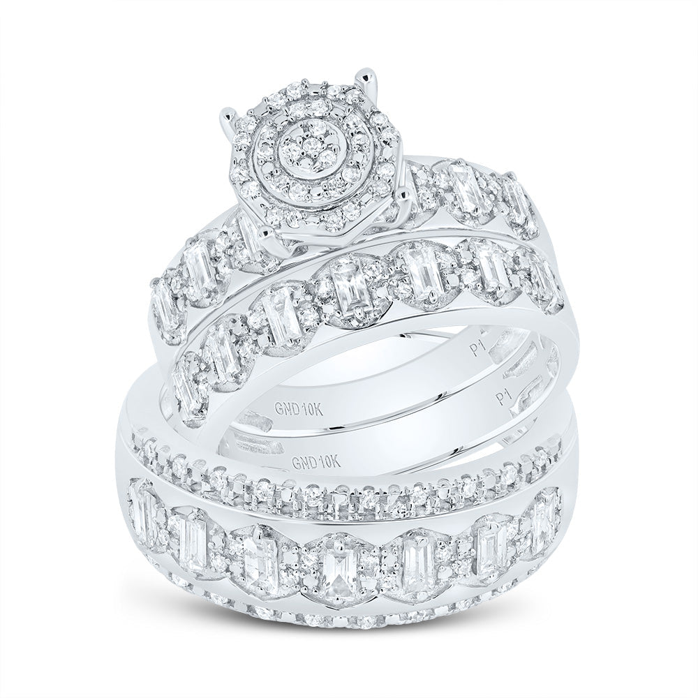 10K White Gold Diamond Trio Ring 1 Cttw - Splendid Jewellery