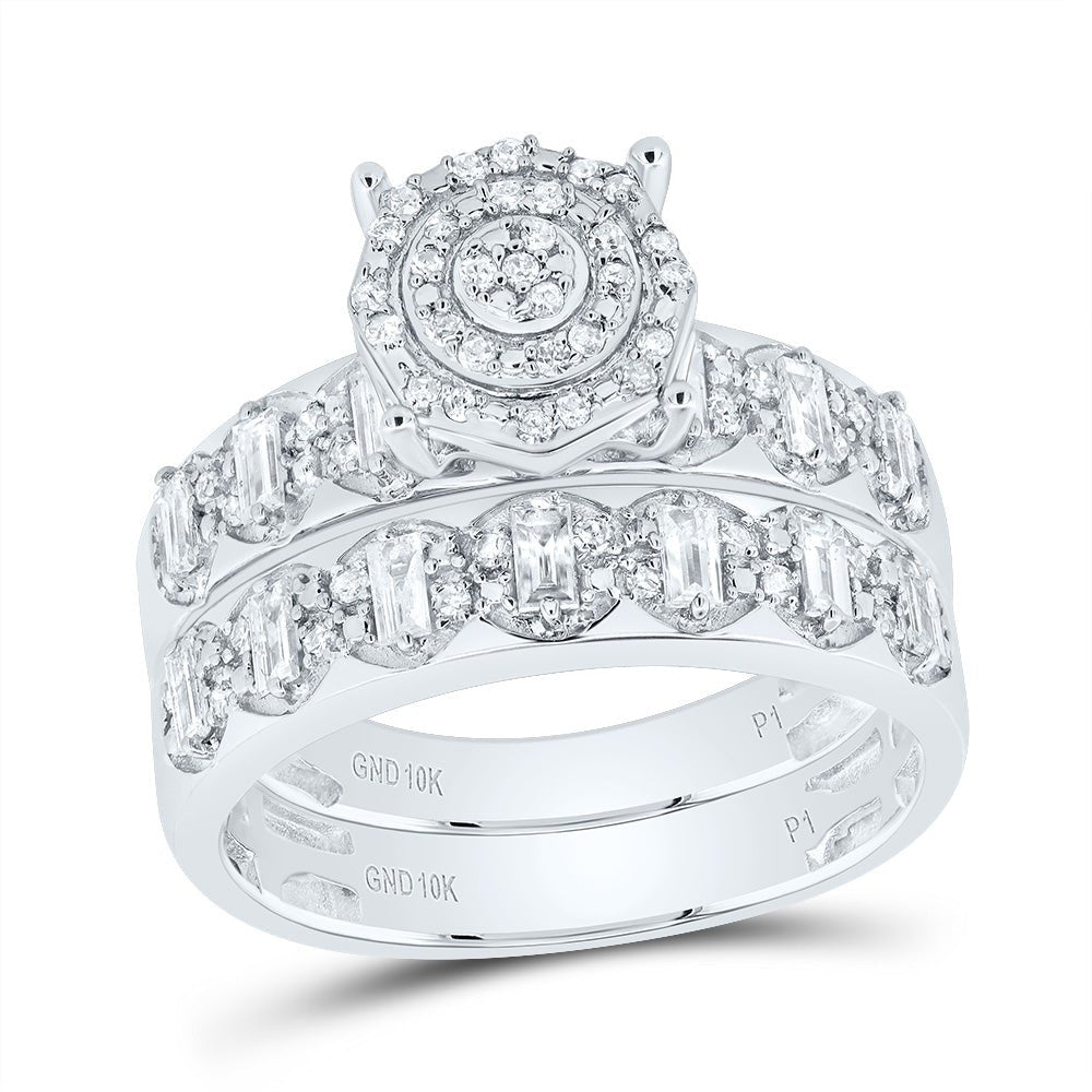 10K White Gold Diamond Trio Ring 1 Cttw - Splendid Jewellery