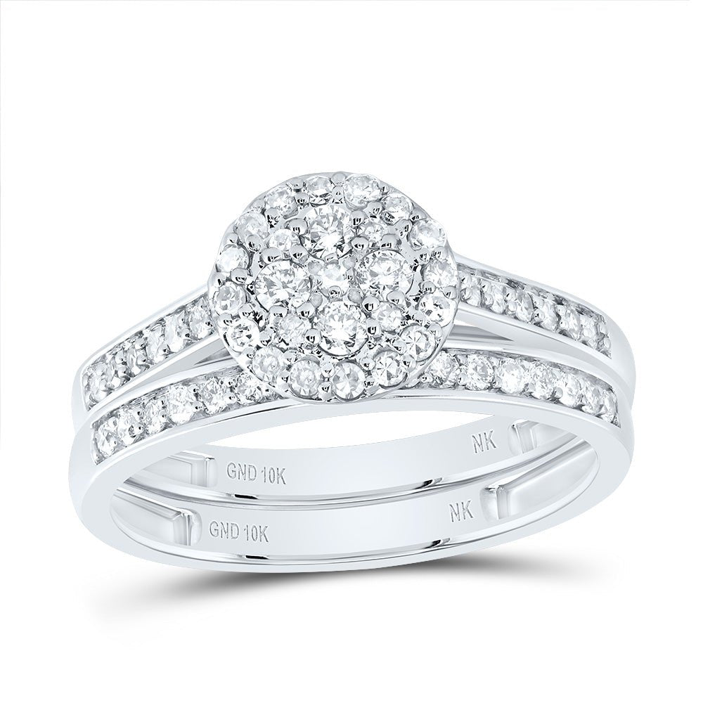 10K White Gold Diamond Trio Ring Set 1 Cttw - Splendid Jewellery