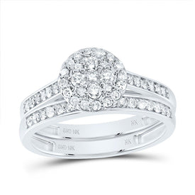 10K White Gold Diamond Trio Ring Set 1 Cttw - Splendid Jewellery