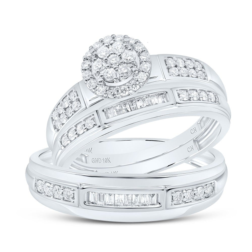 10K White Gold Diamond Trio Ring Set 1/2 Cttw - Splendid Jewellery
