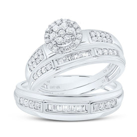 10K White Gold Diamond Trio Ring Set 1/2 Cttw - Splendid Jewellery