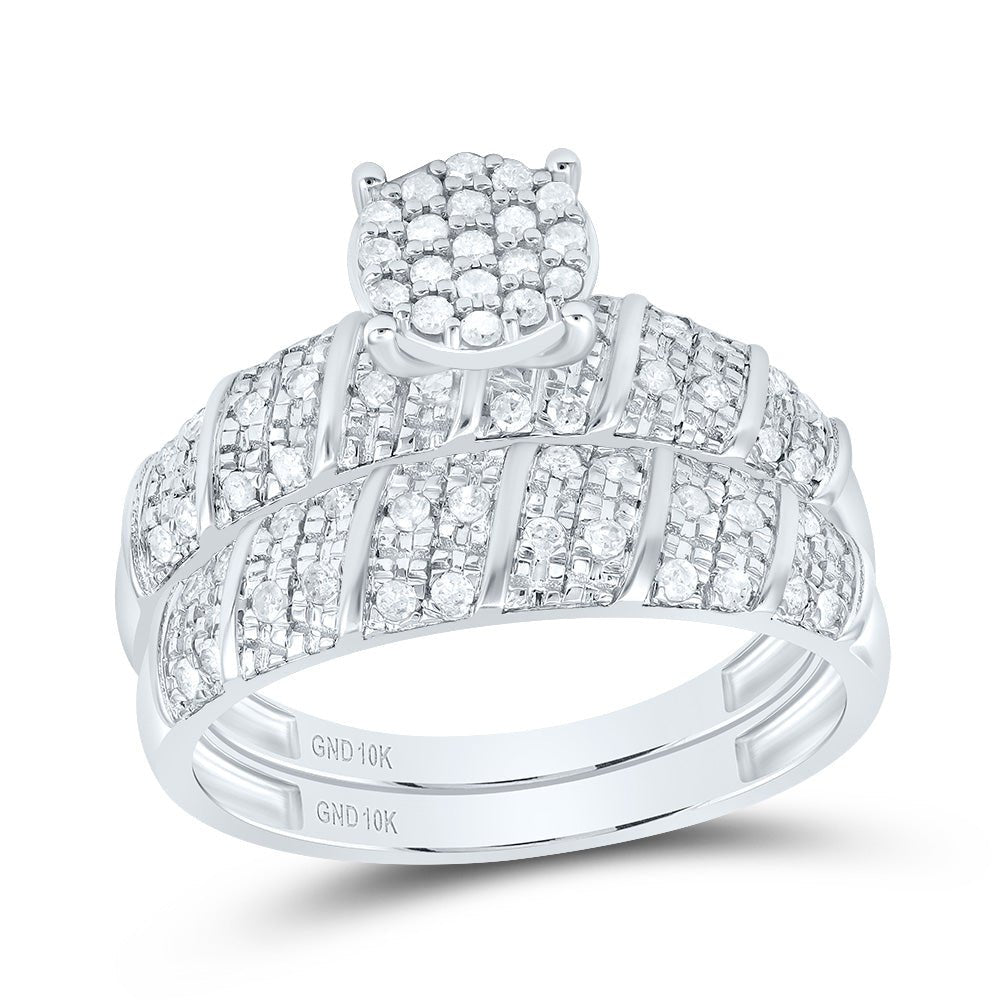 10K White Gold Diamond Trio Ring Set 1/2 Cttw - Splendid Jewellery