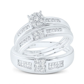 10K White Gold Diamond Trio Ring Set 1/2 Cttw - Splendid Jewellery