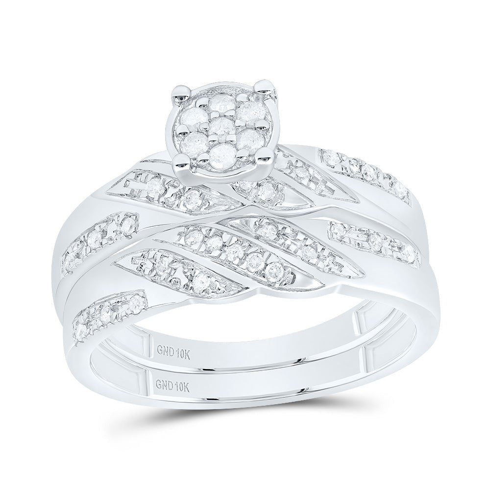 10K White Gold Diamond Trio Ring Set 1/3 Cttw - Splendid Jewellery