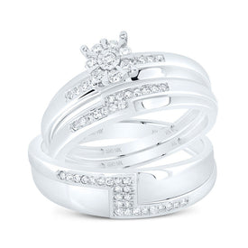 10K White Gold Diamond Trio Ring Set 1/3 Cttw - Splendid Jewellery